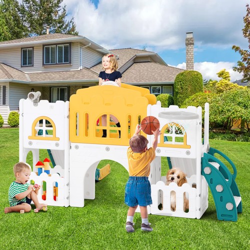JOYLDIAS 9in1 Kids Double Slide Toddler Playground Climb Playset Indoor/Outdoor - Picture 4 of 24