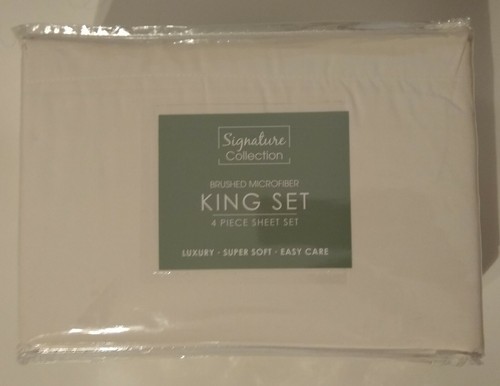 Signature Col Luxury Bed Sheet Set - King Solid Brushed Microfiber Wrinkle-Free - Picture 7 of 17