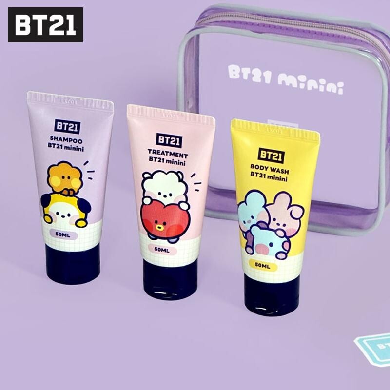 BTS BT21 Official Mini Travel Kit Set 3 Types (Shampoo + Treatment