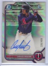 CARLOS AGUIAR 2022 BOWMAN CHROME REFRACTOR 1ST PROSPECT AUTO #D 138/499