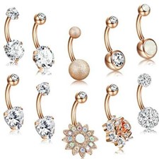 10PCS 14G Stainless Steel Belly Button Rings CZ Navel Rings for Women Barbell