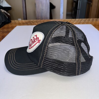 VTG Von Dutch Hat Cap Red Double Patch Distressed Mesh Trucker Snapback Skull VTG Von Dutch Hat Cap Black Double Patch Distressed Mesh  main image 3
