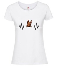 HEARTBEAT DOG, PUPPY LADIES WHITE T-SHIRT, Dog Lovers, Choose your own breed C-G