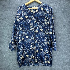 Vintage Victorias Secret Gold Label Silk Sleepshirt Womens Small Blue Floral 90s