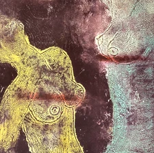 Abstract Litho LGBT Art Gay Female Figure Queer Lesbian 70s 22x27" Girls Women