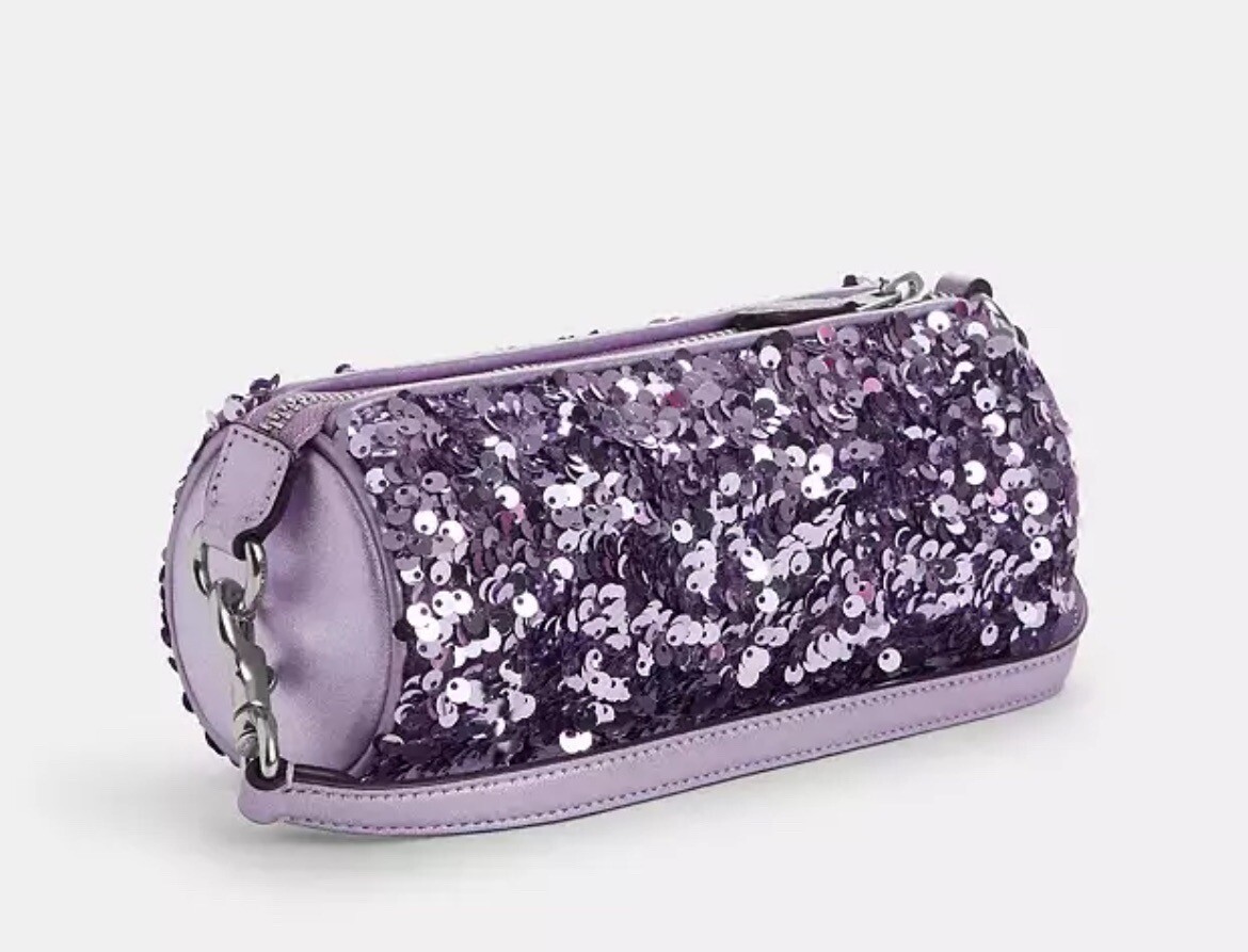 Coach Purple Sequin Nolita Shoulder Barrel Bag Silver/Lilac