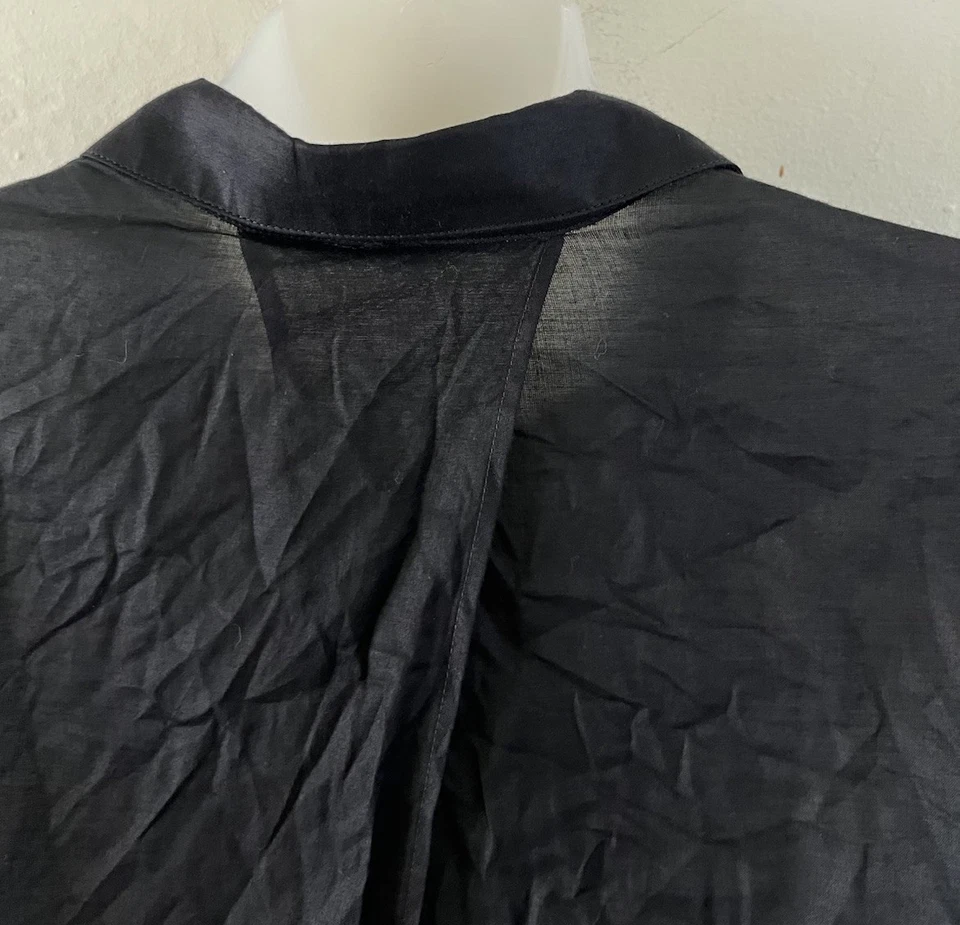 Camisa Blusa JIL SANDER Negra Ligera Columpio Túnica Manga Larga Atada Trasera-38 Foto 3 de 4