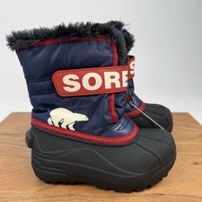 New Little Kids Sorel Snow Commander Fur Lined Winter Boots Size 9 C