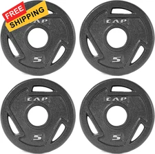 CAP Barbell 2-Inch Olympic Weight Plate 5 lb - Set of 4, 5 lb, 4 Black 