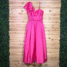 Vintage Robbe Zanca Dress Womens 6 Pink Off-Shoulder Ruffle Formal Party Gown