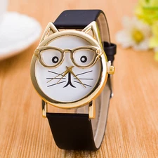 Cute Cat Face Wrist Watch Women Girls – Funny Christmas Gift
