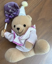 Russ Berrie Teddy Bear Plush Clown Purple Balloon WORLD S BEST BOYFRIEND VINTAGE