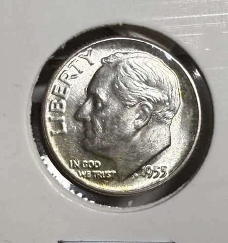 1955 90% Silver Roosevelt Dime Toned Brilliant Uncirculated