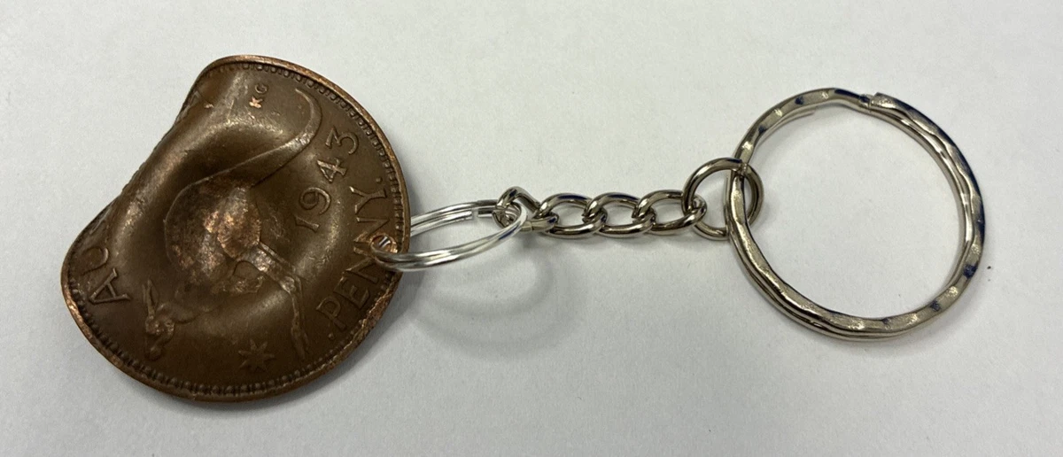 Australian Penny Anzac Slouch Hat Key Ring 1943 WW2 ERA 30 Cm Chain (221)5