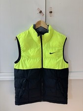 Nike Gilet Mens Medium Jacket Bodywarmer Running GREY YELLOW BLACK reversable