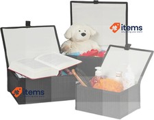 Relaxdays Set Of 3 Baskets, Boxes With Lid, Container Black, 5.5/9 / 11 L Bamboo