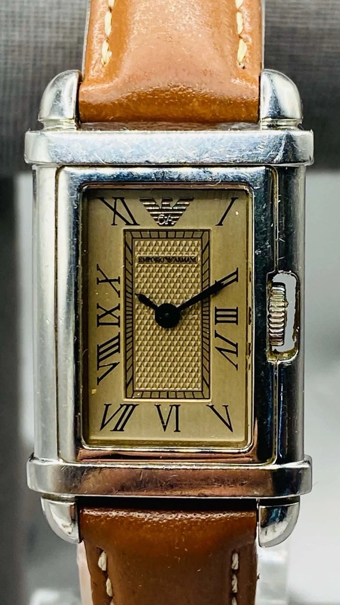 Emporio Armani Stainless Steel Band Rectangle Wristwatches for