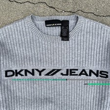 VTG 2000  s Y2K DKNY Jeans Pullover Ribbed Knitted Crewneck Sweater S