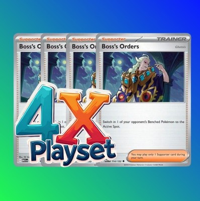 Boss's Orders 114/132 [Ghetsis] Trainer MEG Mega Evolution 4x Playset NM