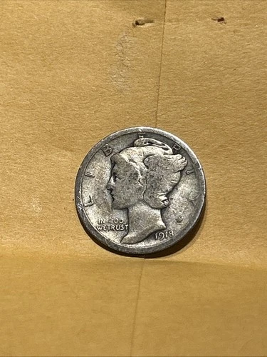 1918 P Silver Mercury Dime VG