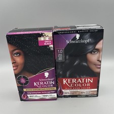 Schwarzkopf Keratin Color 1.0 Onyx Black Permanent Hair Color 2 Boxes 