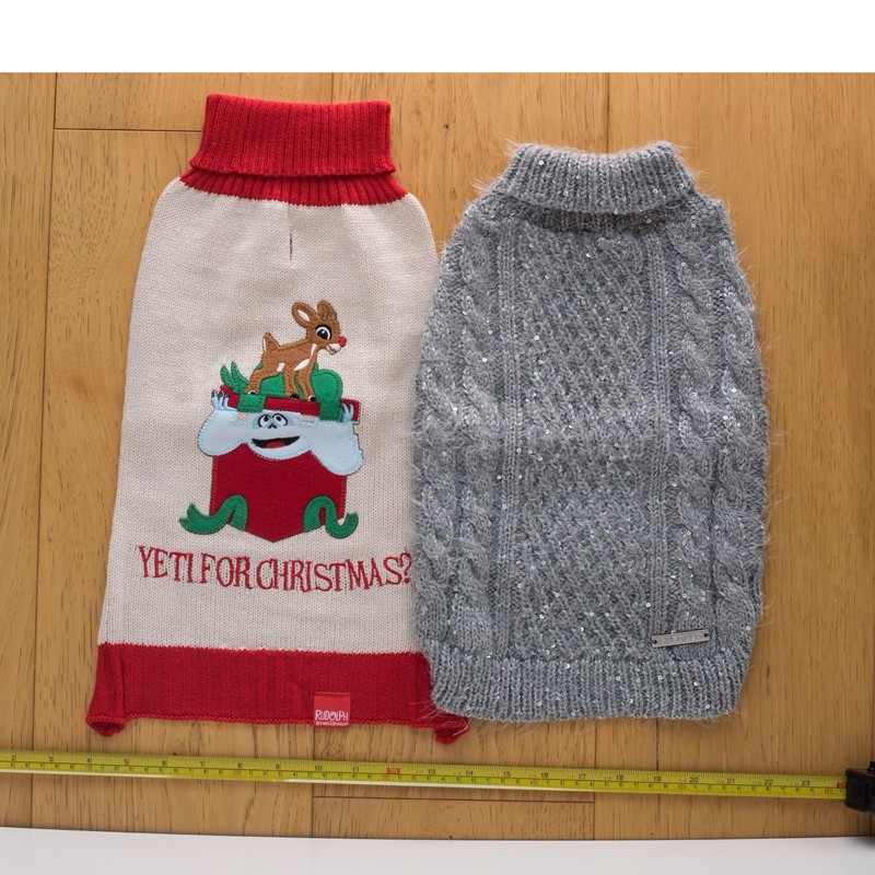Set Of Two Christmas Themed Pet Sweaters Rudolf | 15-20 Lbs Dog Or Cat