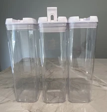 3 Flip Lock Plastic Food Storage Containers Kitchen Food Canister 1.9 L
