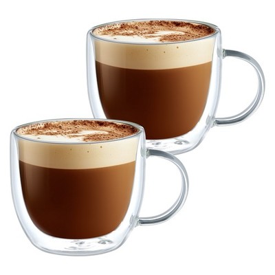 2x Pack Sanremo Doppelwandig Thermo Kaffee Glas Becher Tee Latte 250ml