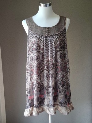 Street One, Minikleid, Long-Tunika, A-Linie, Taupe, Spitze, Gr. 42, #KR023