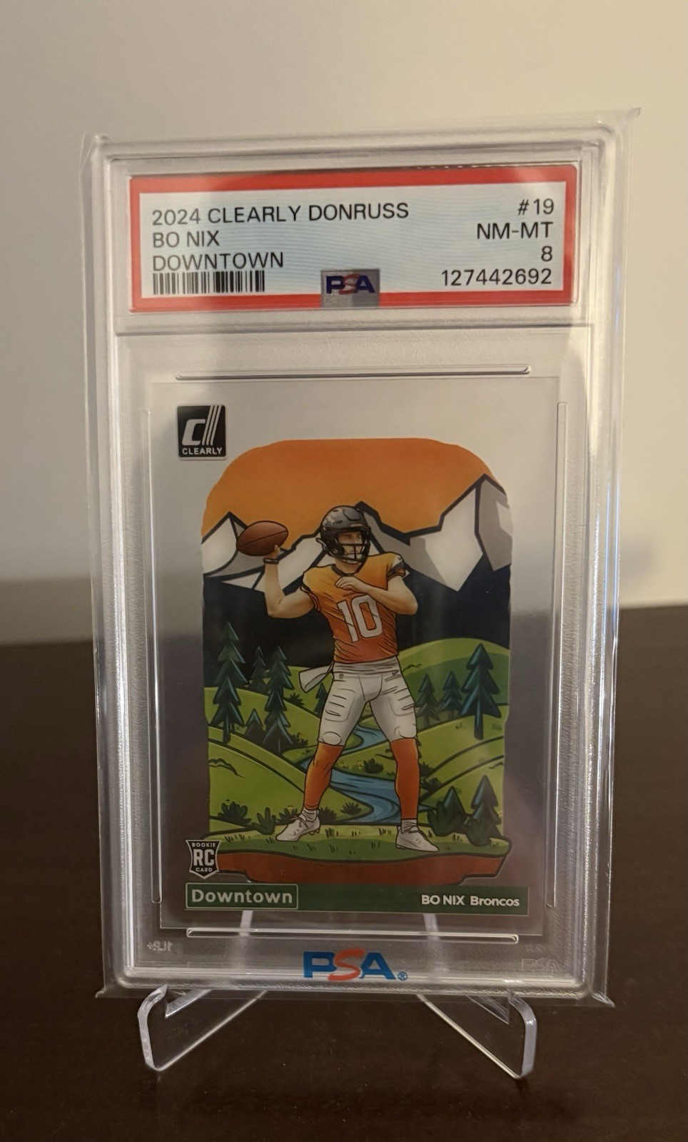 2024 Clearly Donruss Downtown Bo Nix PSA 8