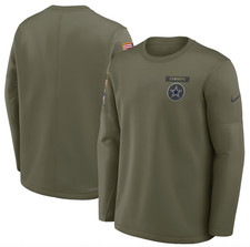 Dallas Cowboys Nike 2025 Salute to Service Coaches Camiseta Térmica Manga Larga-Oliva