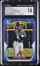 Bowman 2023 Christian Cerda Chrome Prospects Blue Shimmer Refractor CGC 10