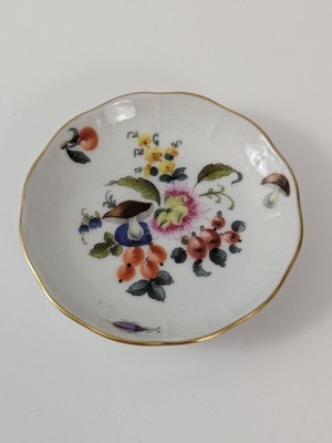 Vintage Herend Fruits And Flowers Butter Pat Plate Hand Painted Mushroom Rare 