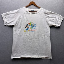 Vtg Walt Disney World New Year 1986 Mens XL / L T Shirt White Mickey Mouse 80s