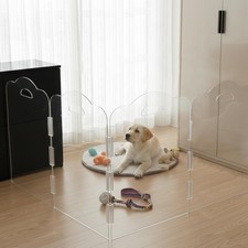 Clear Acrylic Dog Gate, Indoor Pet Barrier, Free-Standing 24" H Foldable