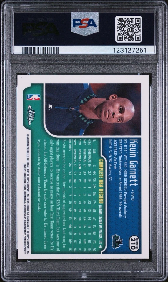 1999-00 Topps Chrome - HoF Kevin Garnett #210 Refractor PSA 8 NM-MT - Image 2 of 3