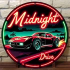 Heritage Light Midnight Drive Vintage Neon Tin Metal Signs Home Décor 8x8