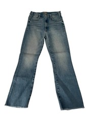 MOTHER Hustler Ankle Fray Jeans 28 Au Revoir Raw Hem Kick Flare Made USA
