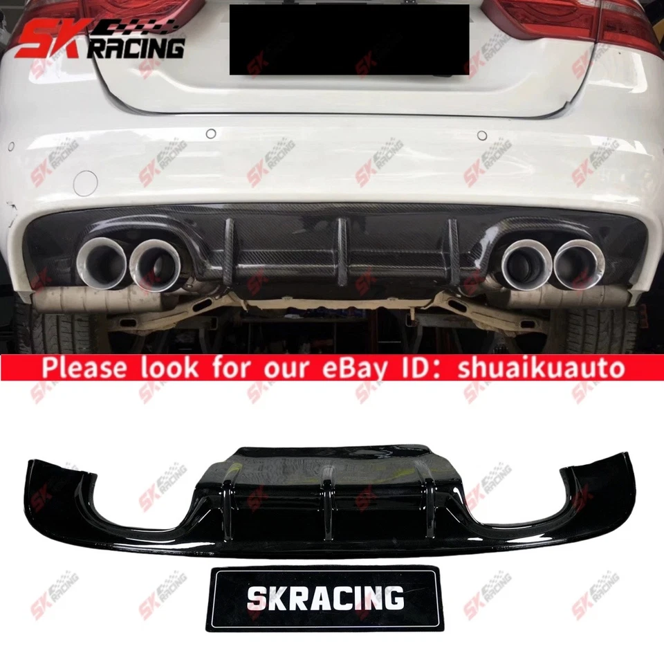 Compatível com 2016-2019 Jaguar XF forjado/fibra de carbono/preto para-choque traseiro difusor labial - Imagem 2 de 4