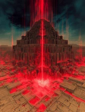 Red Energy Pyramid Structure Poster 18x24in