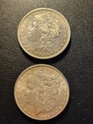 1882 & 1889 Morgan Silver Dollars, 1882 has very nice patina.