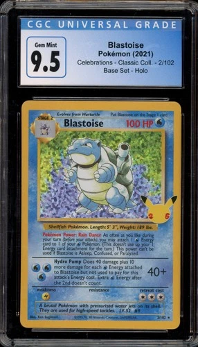 Pokemon Blastoise Celebrations Classic Coll. Base Set Holo Rare #2 CGC 9.5