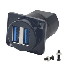 QIANRENON USB 3.0 Dual Panel Mount Solderless Connector, Female black