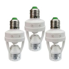 Motion Sensor Light Socket, E26 E27 PIR Motion Screw Bulb Adapter Indoor Use ...