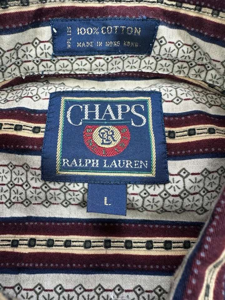 Camisa de Colección Años 90 Chaps Ralph Lauren Western Azteca Manga Larga Abotonada Para Hombres L Foto 3 de 4