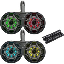 Kicker Black Waterproof Wake Tower System 6.5" Charcoal Marine LED OEM Speakers