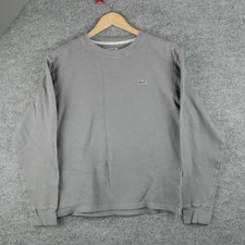 Lacoste Pajama Top Mens Small Gray Thermal Waffle Knit Sleepwear Long Sleeve