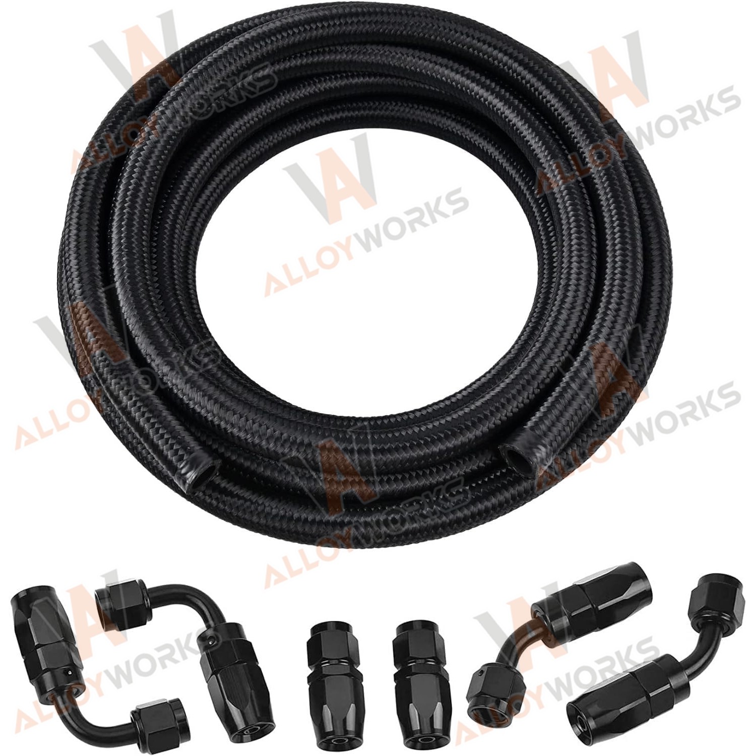 New 4AN Fuel Line Kit,AN4 Braided Nylon Fuel Hose CPE 10FT Black