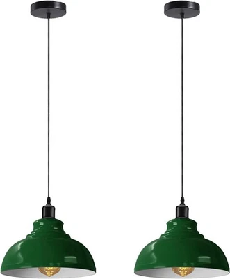Retro Deckenlampe Hängelampe Grun E27 Pendelleuchte aus Metall flammig 2er - Bild 1 von 4