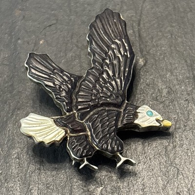 Andrea Lonjose Shirley Zuni Pendant Brooch Bald Eagle Vintage 23